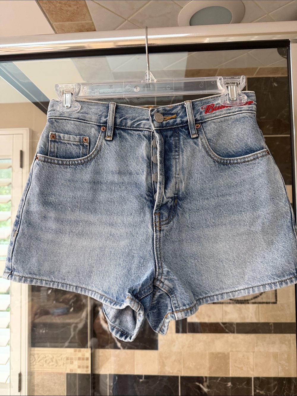 PacSun Light Blue High-Rise Denim Shorts